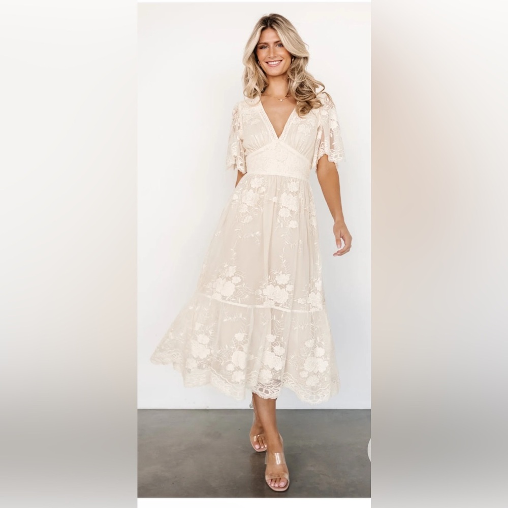 Baltic Born Clarisa Cream Lace Midi Dress